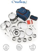 NEELAM Stainless Steel 25 pcs Travelling Set cum Picnic Set- 4300ml - NO.10 4 Containers Lunch Box 4300 ml