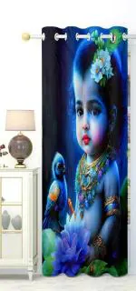 KAN-HOMZ Blue Polyester Long Door Curtain Kh-Lc-543