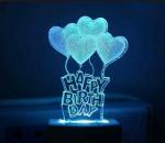Arus Multicolor Happy Birthday Heart Shape Four Ballon Magic Night Lamp