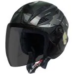 Steelbird SBA-6 7Wings Gravity Open Face ABS ISI Certified Helmet (Large 600 MM, Matt Black Grey with Smoke Visor)