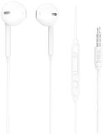 hoco. M55 Wired Earphones with Mic: White Edition- Uninterrupted Audio Calls and Music Wired Headset (White, In the Ear)