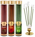 The Aroma Factory Incense Sticks Chocolate, Green Apple & Rose Agarbatti Bottle of 3 x 100g Incomplete