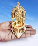 NAAYAGI - PURE BRASS KAMAKSHI DIYA - 4.5 INCH HIGH | MINI SIZE / DEEPAM / VILAKKU - MINI SIZE - KAMAKSHI DIYA - 4.5 INCH HIGH