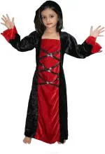 Kaku Fancy Dresses Witch Hood Costume/California Cosplay Halloween Costume - Red & Black, 3-4 Years, For Girls