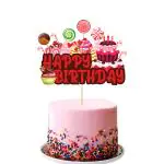Zyozique Candy Happy Birthday Cake Topper, Candy Rainbow Lollipop Birthday Theme (Pack of 1)