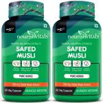 Nourish Vitals Safed Musli with Saponins > 20% Pure Herbs, 500 mg Safed Musli Extract, 60 Veg Capsules (Pack Of 2)