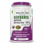 Healthy Hey Nutrition Berberis Berberine 95 Percentage with Milk Thistle 60 Vegetable Capsules
