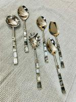 MFU-MADE FOR YOU Ideal Black Mother of Pearl Serving Spoons for Exquisite Dining Experience Set of 6