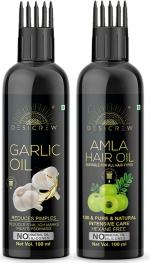 Desi Crew 100 Percent Pure Rosemary and Amla Hair with Comb Applicator Cold Pressed for Skin, Body and Hair Care 100 ml Each