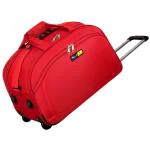 Skyline Red Polyester-Nylon 20 Inch Luggage Travel Duffel Trolley Bag with 2 Wheels