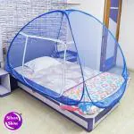 SILVER SHINE Tent Style Mosquito Net Blue Color Polyester Foldable for Single Bed Mosquito Net