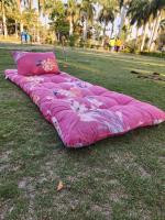 NEXTGO Mattress Single Bed Foldable Lightweight Guest and Bachelor Tufted ruyi gadi with 1 Pillow and Zipper Cover Travel Friendly Pink Color (3 x 6.5 feet Single Bed, Cotton Blend)