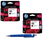 HP 46 Black Original Ink Advantage Cartridge (Pack of 2) With ITGLOBAL 3in1 Multi-Function Pen