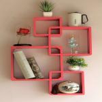 webshoppee Book Shelf for The Study Room (Pink)(Set of 4) for Keeping Books MDF (Medium Density Fiber) Wall Shelf (Number of Shelves - 4, Pink)
