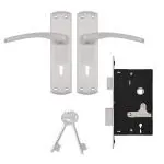 Godrej Locks Silver Zinc Alloy Steel Door Handle With 1 - 6 Levers Lock Set
