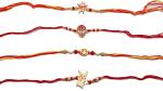 Kavim Kids Rakhi (Gold plated Metal Spider man ,Sin Chan, Pickachu and Smiley 4 Set Rakhi)