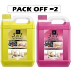 B&B BLISS & BLUSH 3 IN 1 CAR WASH SHAMPOO, FLOOR CLEANER, Dish And Toilet WASH LIQUID (5L-Pink, 5L-Yellow)