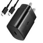eKus 25W charger travel Adapter with PD 3.0|25 watt Type C Fast Charging | BIS Certified, Charger Compatible For SamsungS22/S22+/Ultra/Fold3/Flip3/M53 5G/M51/M33 5G/M31S/F23 5G/S21/S21+/S21 FE/ & others (Black)