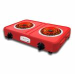 Orbon Double 1250W + 2000W, 2 Burner Electric G Coil Cooking Stove | Induction Cooktop| Hot Plate|Heater, Red