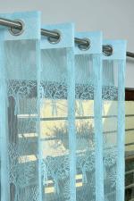 Gopvi Linen Sheer Window Curtains 5Ft Set of 2 | Heavy Net Curtain Drapes for Living Room Balcony | Light Filtering Tissue Panels for Home Office Decoration | 4x5 Feet (Aqua Tree)