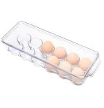 LISHONN Acrylic Egg Storage Box or Egg Trays for Refrigerator with Lid & Handles Egg Tray Box for 12 Egg | Long Clear & Unbreakable