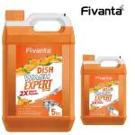 Fivanta Long-Lasting Refreshing For All Utensils Dishwashing Liquid Gel 6L (Orange 1L+5L)