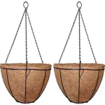 GARDEN KING 14 INCH Designer Coir Hanging Basket with Chain (Set of 2)