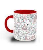 Whats Your Kick Italy Vatican Florence Design Printed Red Ceramic Coffee Mug 325 ML