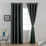 Divine Casa Blackout Dark Grey Solid Super Satin Set of 2 Door Curtains (214 X 127 cm) SSBD0072