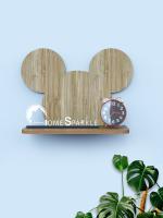 Home Sparkle Light Brown Mickey Mouse MDF Wall Mounted Floating Shelf 10.3 x 5 x 7.5 inch