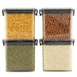 Pearlpet Clik n Seal Black Lid Plastic Airtight Kitchen Storage Container 750 ml (Set of 4)