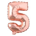 Festiko 16 Inch Rose Gold Large Numbers Balloon 5, Foil Helium Big Number Balloon Digital 5, Wedding, Bridal Shower, Engagement, Photo Shoot, Anniversary