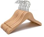 ROCKFIELD Wood Dress Hangers Kids Baby Children Toddler Wooden Shirt Coat Hangers with Notches and Anti-Rust Chrome Hook Pack of 10 (Natural) HL02N
