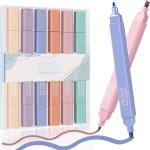 Shiroya Brothers No Bleed Dry Quick Chisel Double Tip Fine Grip Marker Pens | 6 Colors Aesthetic Chic Modern Minimal Pastel Dual Tips Highlighters for School Office (Colorful) (Pack Of 6)