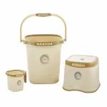NAKODA NEXON BATHROOM SET OF 3 BIG | 25L BUCKET,1.5L MUG,NEXON MEDIUM PATLA | BEIGE