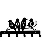 Aura Plast Iron Love Birds Design 6 Hooks Key Holder for Home and Office Wall (Pack of 1)