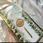 ARTINCO Art India Collections Gold Scroll Box for Wedding Invitations, Giveaway Gift box 9x4.75x2.75 inches (23x12x7 cm)