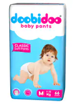 Doobidoo Newly Improved Classic Soft Diaper Anti-Leak Highly Absorbent Baby Pant 7-12Kg - M (66 Pieces)