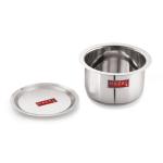 HAZEL Induction Tope Stainless Steel Thick Heavy Flat Base With Steel Lid Cover 18.8 cm -1500 ml