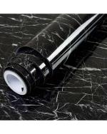Bacasa Black Vinyl Marble High Gloss Self Adhesive Wallpaper (60x200cm)