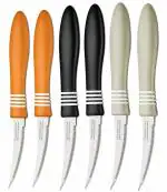 Shruthi Stainless Steel Knife ( 6 Packs ) Tomato Knives 3 Inches Curved Blade with Cor Edge- Multi Clr