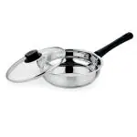 Prabha Heavy Gauge Bottom Encapsulated Base Stainless Steel Frying Pan with Lid 2L and 24cm Diameter