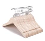 ROCKFIELD Nature Smile 20 Pack Unfinished/Natural Kids Baby Children Toddler Wooden Shirt Dress Coat Hangers with No Painting - 360 Stronger Anti-Rust Chrome Swivel Hook - Extra Smoothly Cut Notches