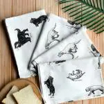 PIXEL HOME DECOR White, Dog Print Cotton Multipurpose Towel 70.0 Centimeter 45.0 Centimeter 7Z-Bzib-V3Mn