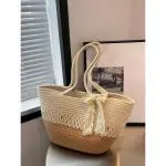 SHF Attractive Women Hand bag | large Tote Bag | Summer Bag | Bucket Bag | Basket Bag |Bamboo Tote | Beach Bags for Women | Boho Bag | Handbag | Jute Bag | Handmade Bag Pack of 1 Piece Size Medium