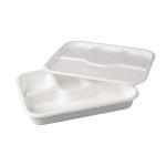 Vert-On White Sugarcane Bagasse 4 Compartments Compostable Meal Tray Natural Thali (Pack Of 100)