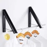 GELAI ENTERPRISE Clothes Drying Rack Laundry Room Wall Mounted Clothes Hanger Folding Wall Coat Racks Retractable Aluminum Rustproof Storage Organizer with Hooks (Pack Of 1, Multicolor)