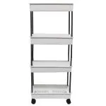 POWEREST Kitchen Storage Organizer Open Spice Rack Moving Tray, 4 Tier, White