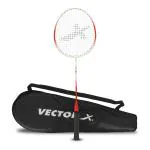 Vector X VXB 80 Badminton Racquet Aluminium Head and Steel Shaft with Full Cover (Red)