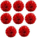 Hippity Hop Paper Red Paper Puff Balls (Pack Of 8)